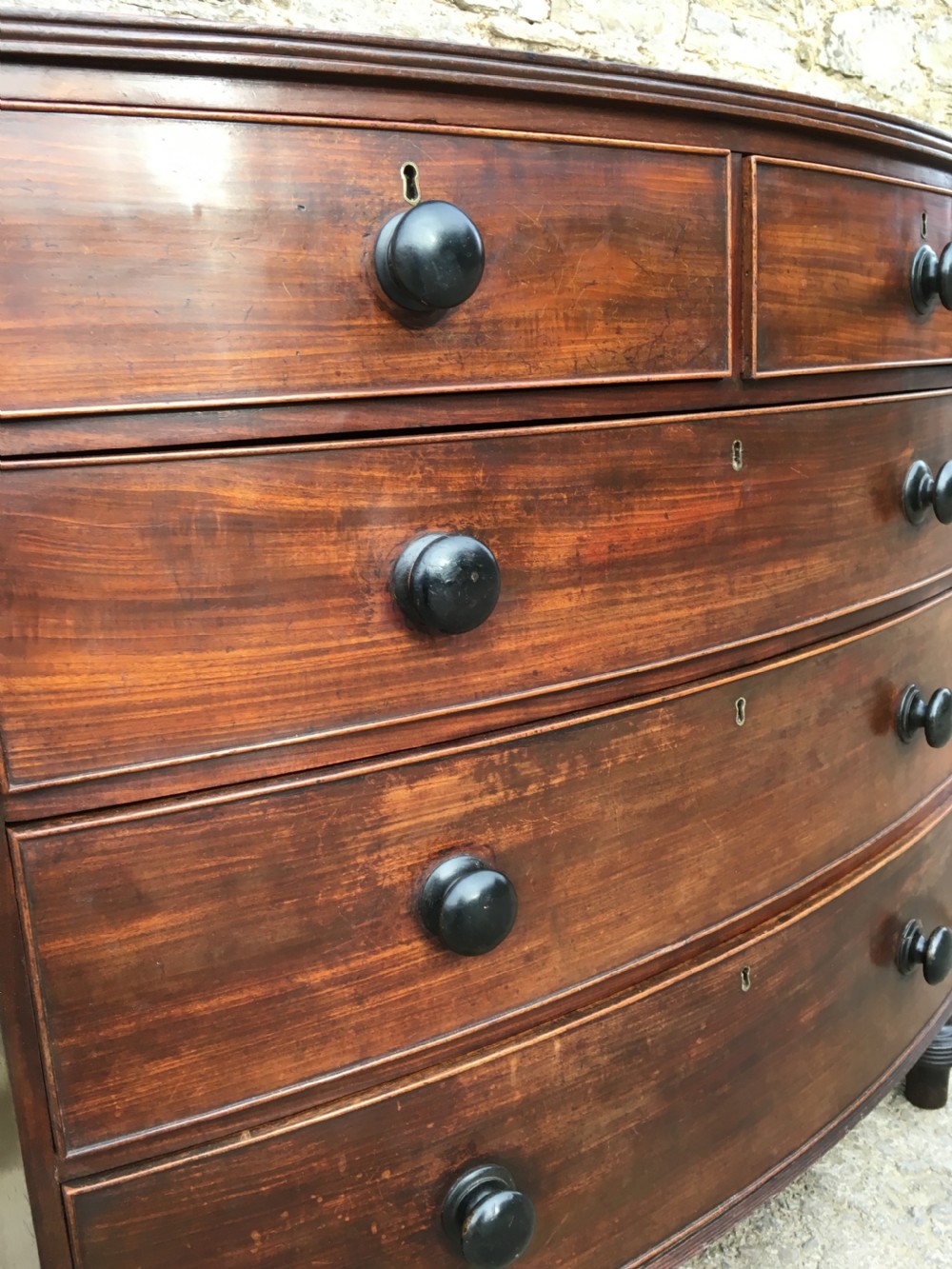 Antique Mahogany Bow Front Chest of Drawers View XIII