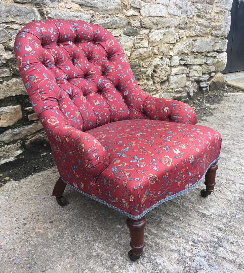 Antique Victorian Button Back Nursing Chair  View III