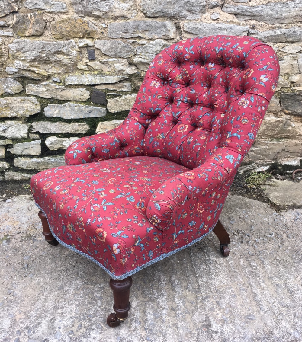 Antique Victorian Button Back Nursing Chair  View XII
