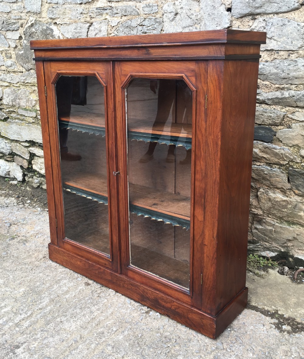 Antique Victorian Walnut Glazed Bookcase View III