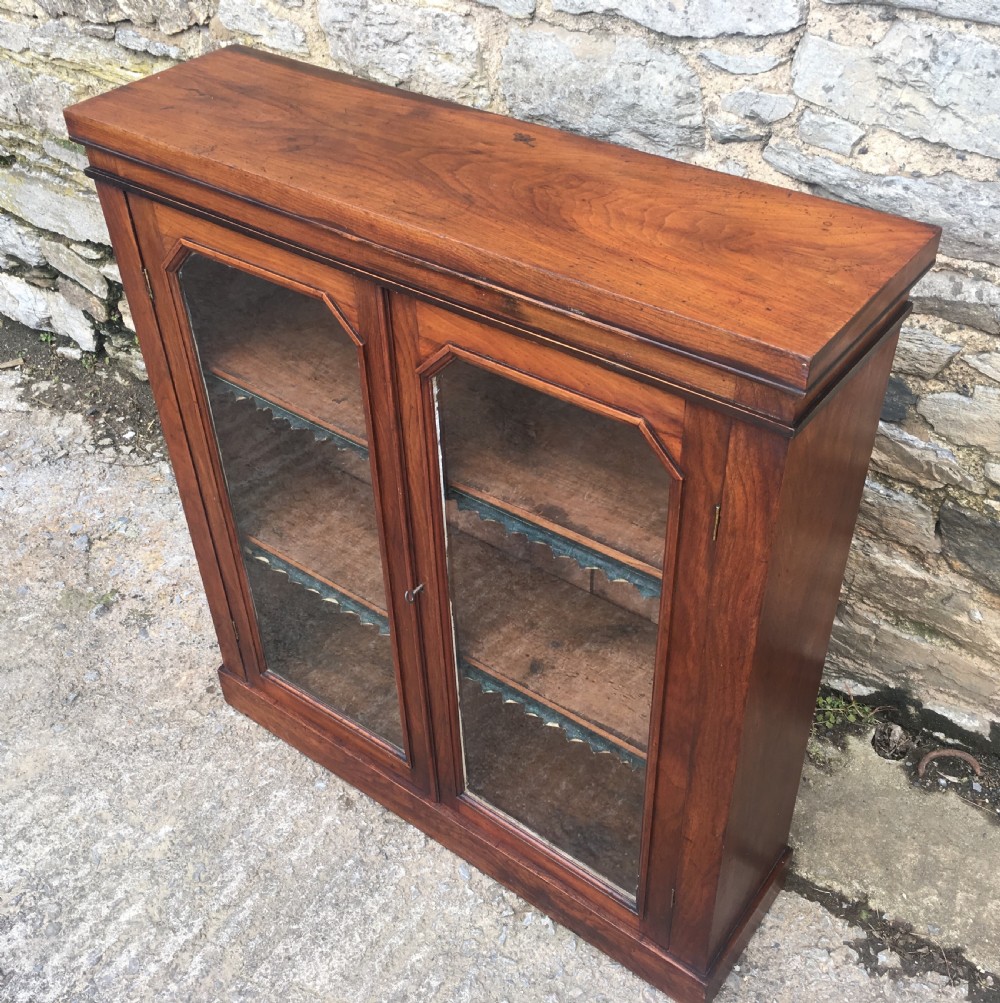 Antique Victorian Walnut Glazed Bookcase View VII