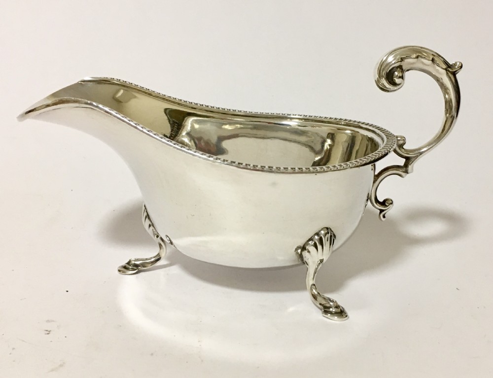 Antique Solid Sterling Silver Sauce Boat London 1936 View II