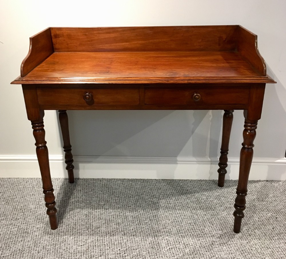 Antique Victorian Mahogany Two Drawer Side Table View II