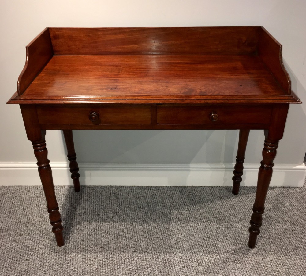 Antique Victorian Mahogany Two Drawer Side Table View III