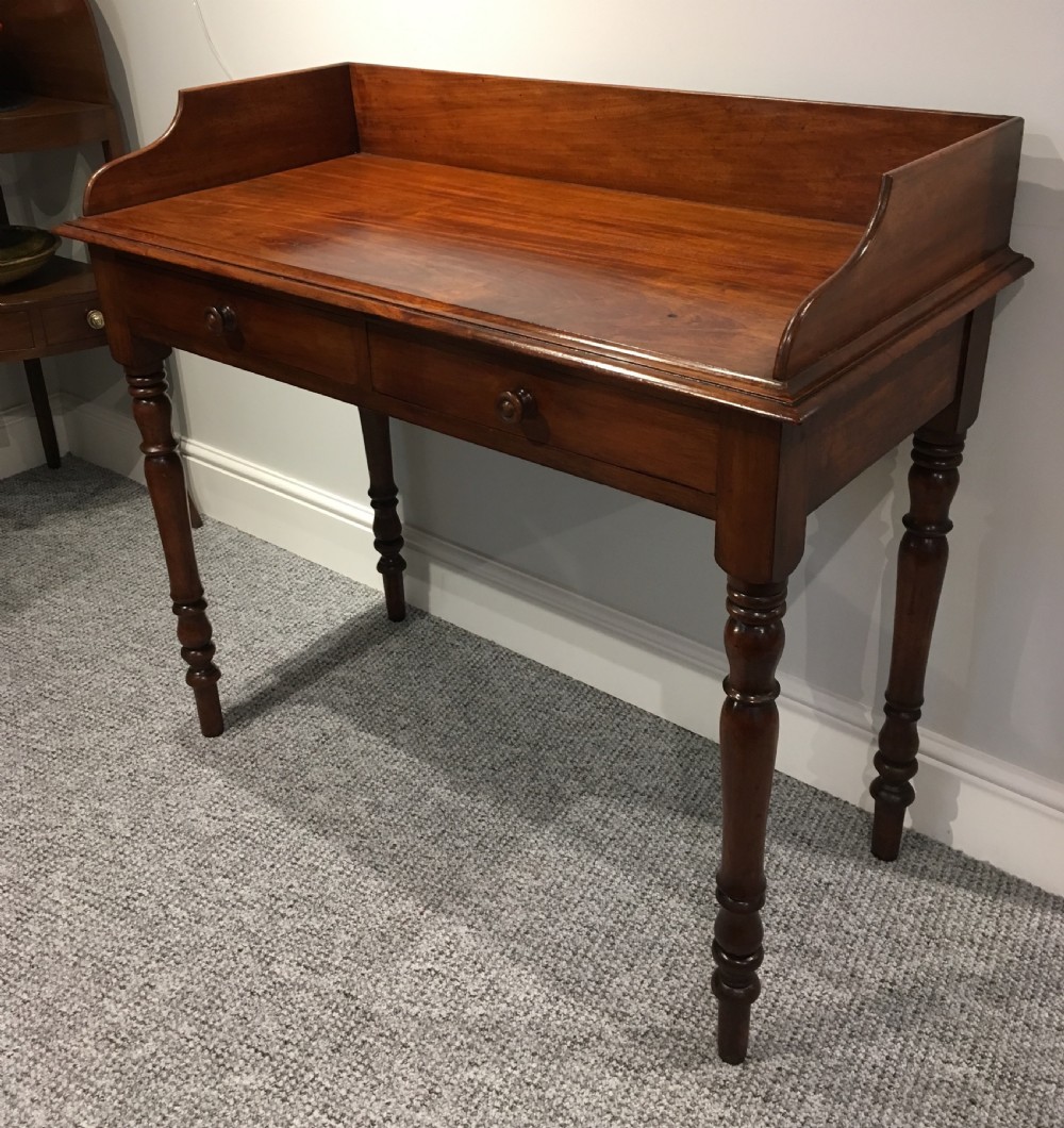 Antique Victorian Mahogany Two Drawer Side Table View IV