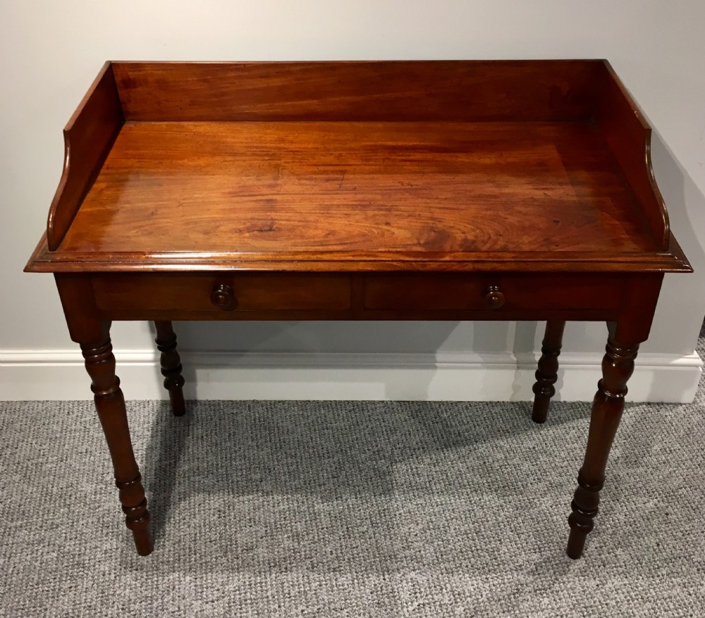 Antique Victorian Mahogany Two Drawer Side Table View V