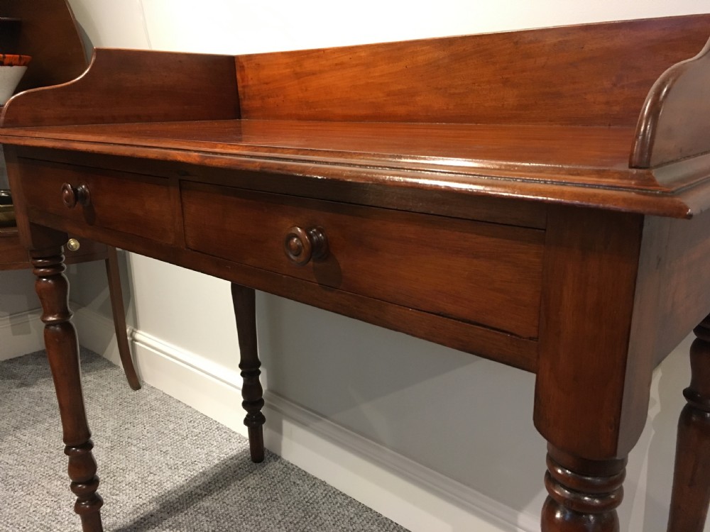 Antique Victorian Mahogany Two Drawer Side Table View VI