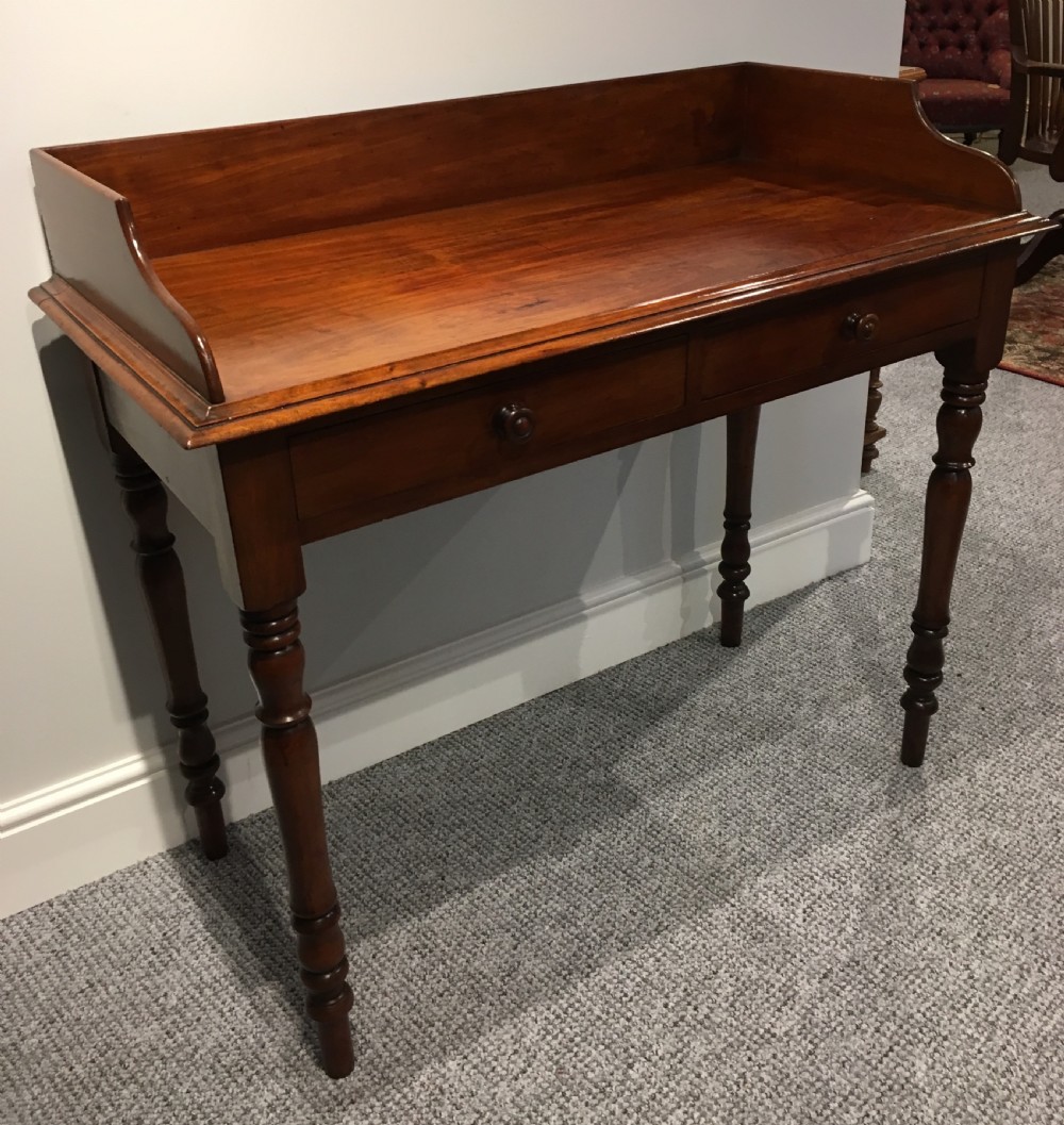 Antique Victorian Mahogany Two Drawer Side Table View VII