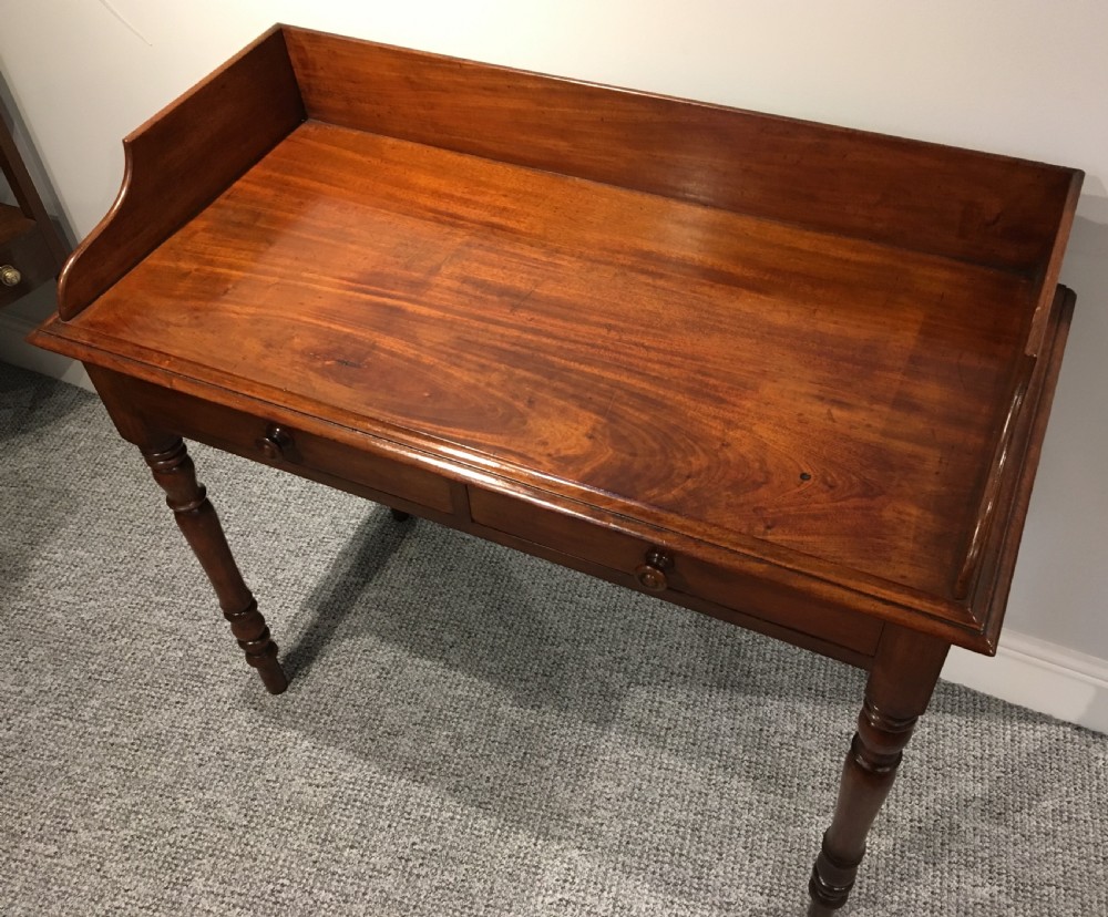 Antique Victorian Mahogany Two Drawer Side Table View IX