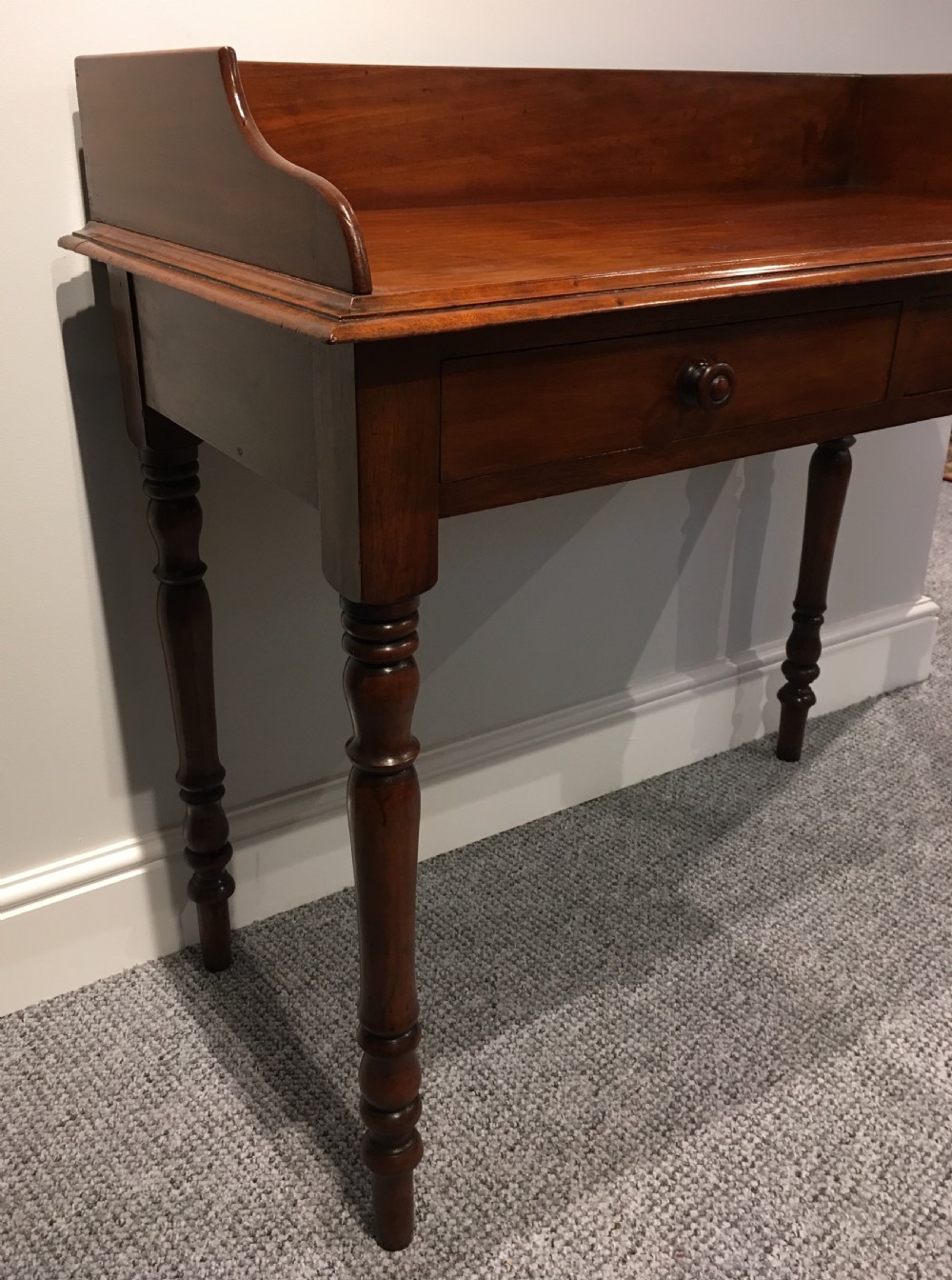 Antique Victorian Mahogany Two Drawer Side Table View XIII