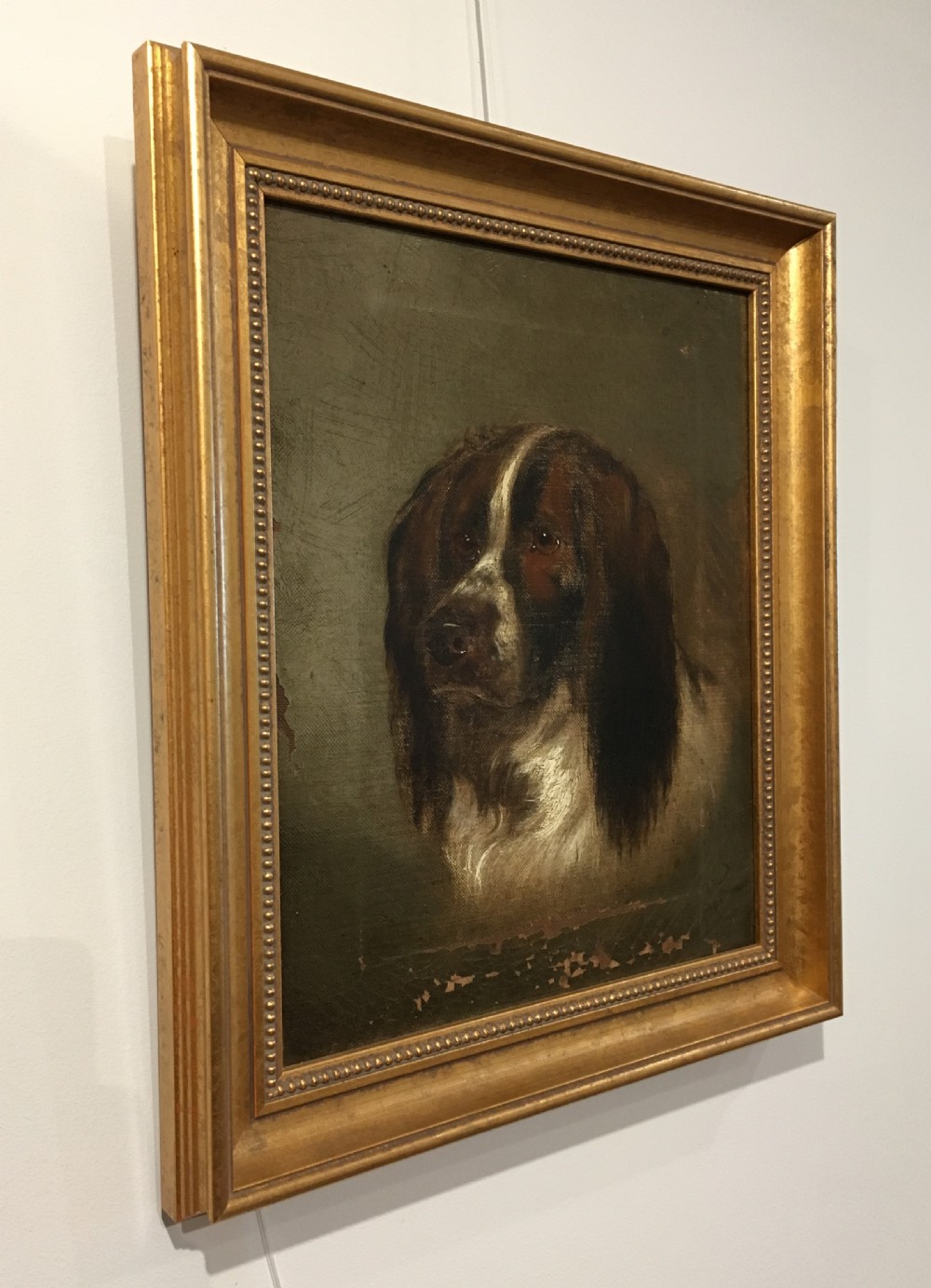 Antique Oil on Canvas Painting of a Spaniel Dog View II