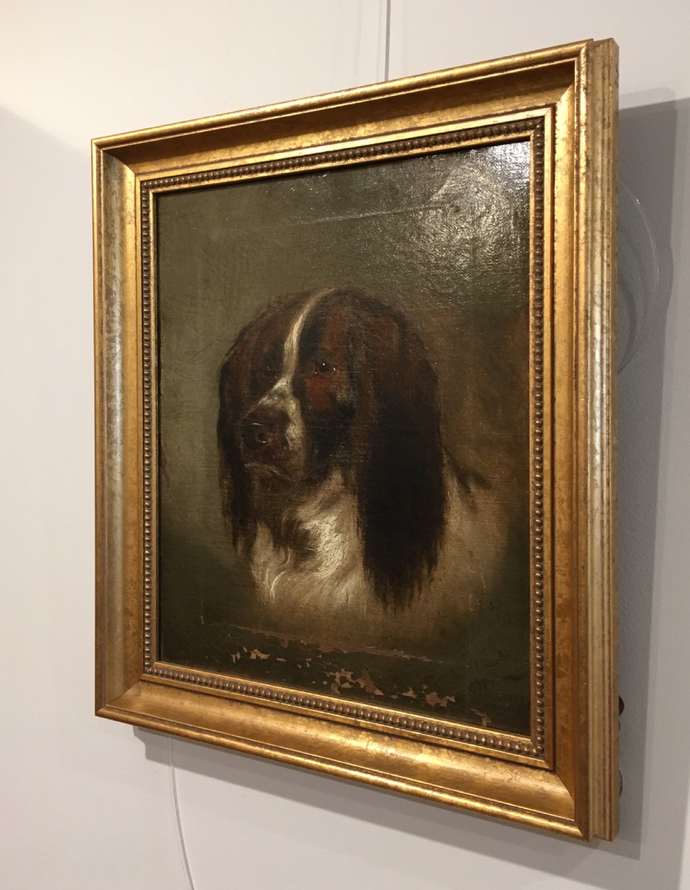 Antique Oil on Canvas Painting of a Spaniel Dog View III