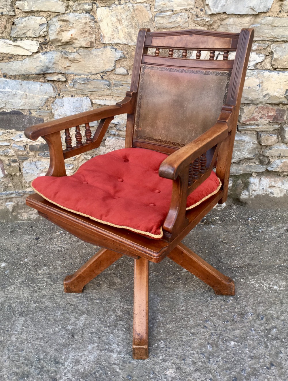Antique Edwardian Swivel Office Desk Chair View III