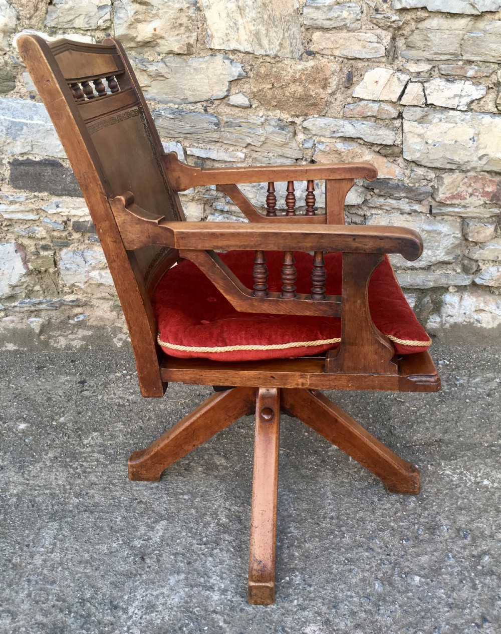 Antique Edwardian Swivel Office Desk Chair View V