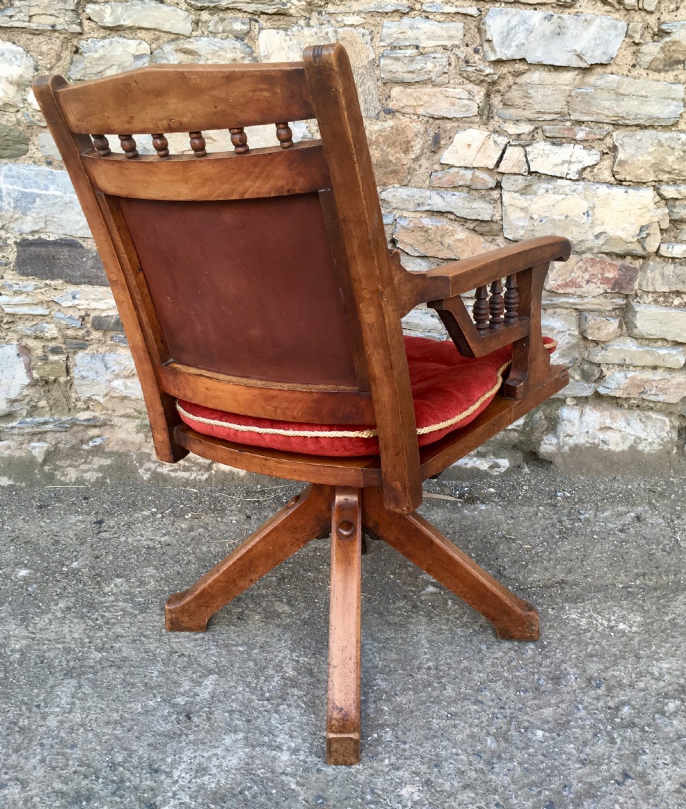 Antique Edwardian Swivel Office Desk Chair View VI
