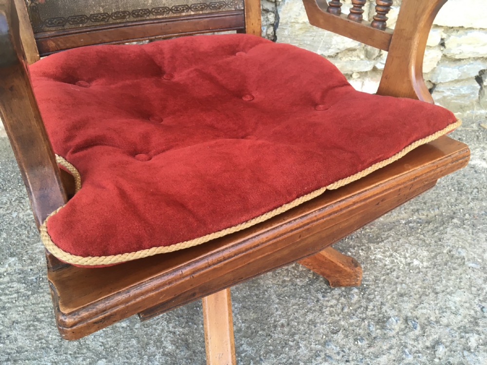 Antique Edwardian Swivel Office Desk Chair View IX