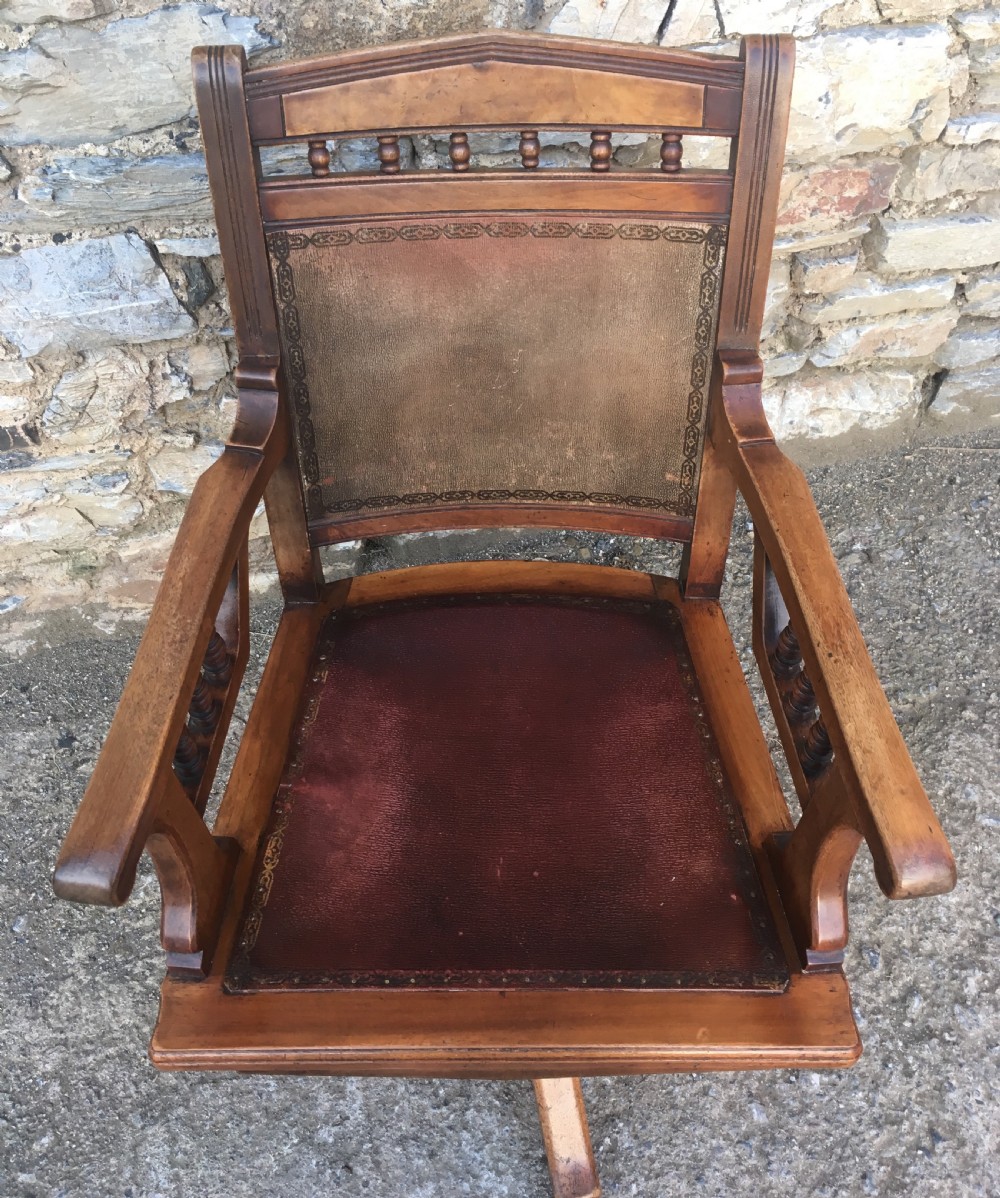 Antique Edwardian Swivel Office Desk Chair View XIII