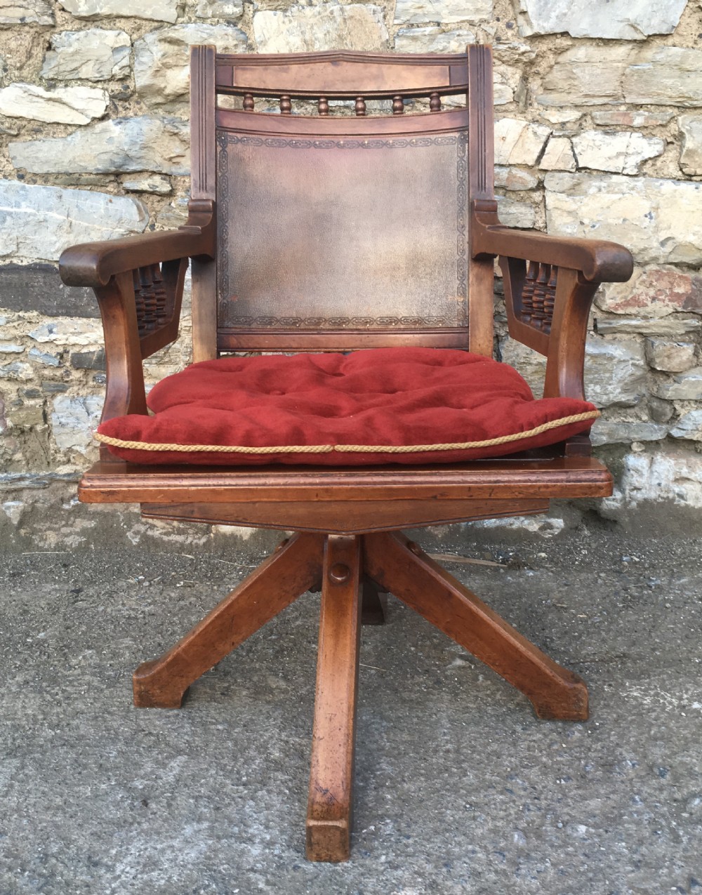 Antique Edwardian Swivel Office Desk Chair View XIV