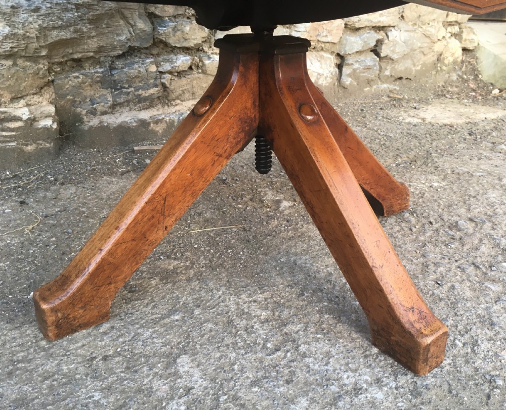 Antique Edwardian Swivel Office Desk Chair View XV