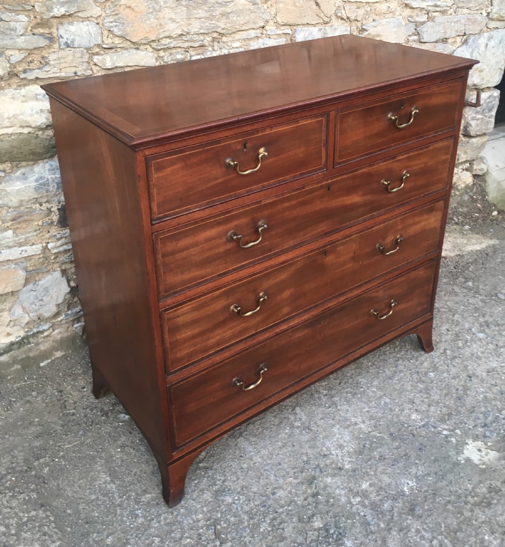 Antique Georgian Mahogany Crossbanded Chest of Drawers View IV
