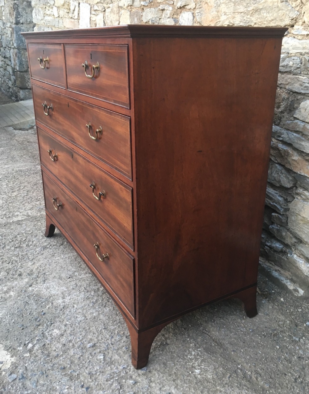 Antique Georgian Mahogany Crossbanded Chest of Drawers View VI