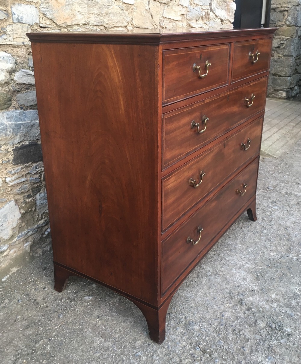 Antique Georgian Mahogany Crossbanded Chest of Drawers View VII