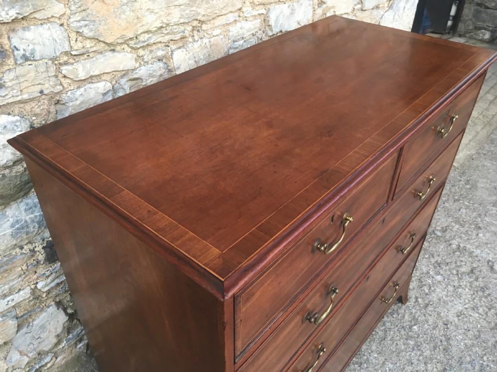 Antique Georgian Mahogany Crossbanded Chest of Drawers View VIII