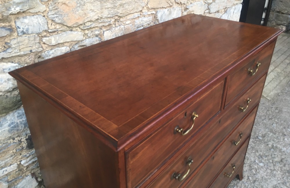 Antique Georgian Mahogany Crossbanded Chest of Drawers View X