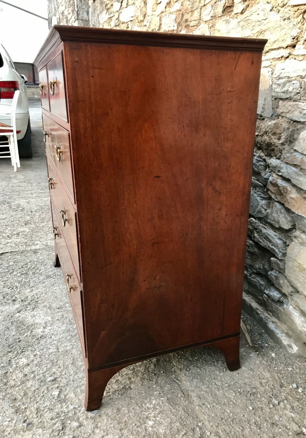 Antique Georgian Mahogany Crossbanded Chest of Drawers View XVI