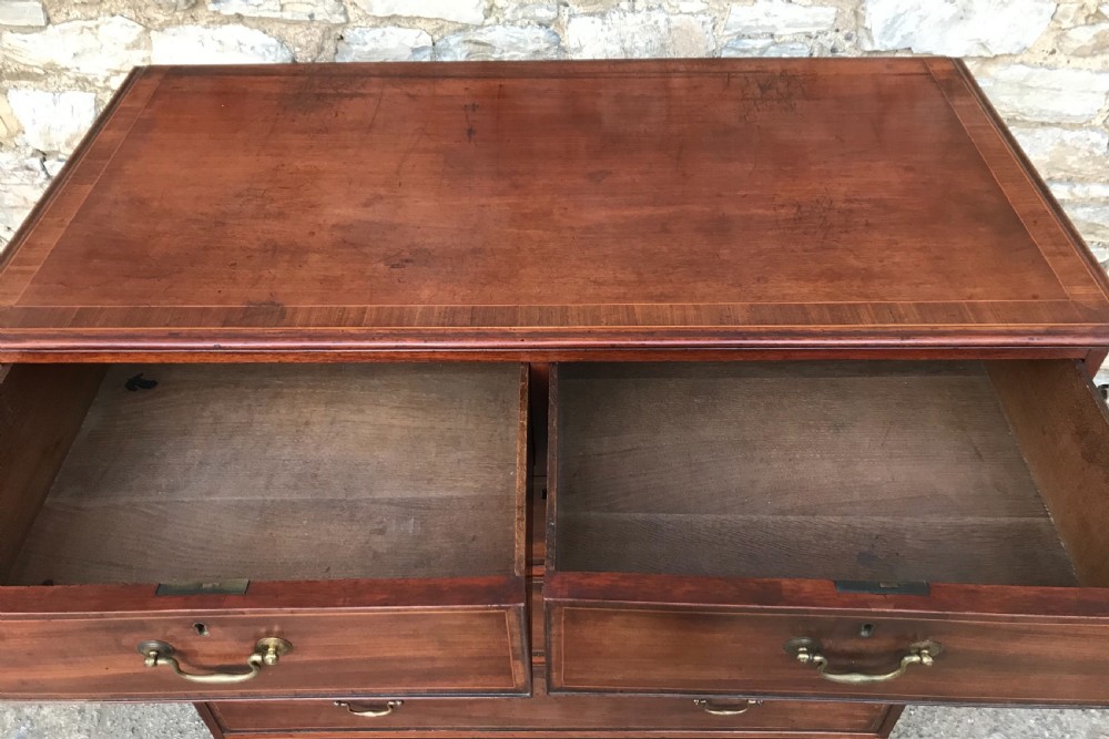Antique Georgian Mahogany Crossbanded Chest of Drawers View XVIII
