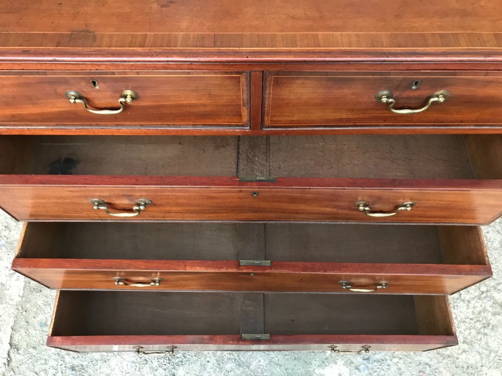 Antique Georgian Mahogany Crossbanded Chest of Drawers View XIX