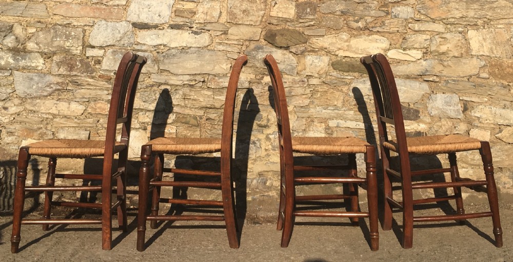 Harlequin Set of 8 Antique Country Dining Chairs with Rush Seats View VIII