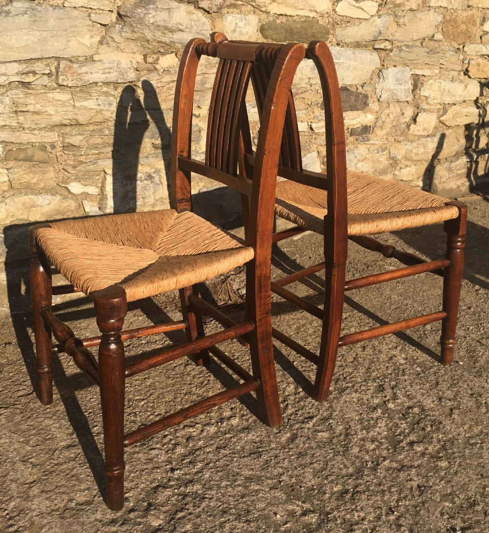 Harlequin Set of 8 Antique Country Dining Chairs with Rush Seats View XI