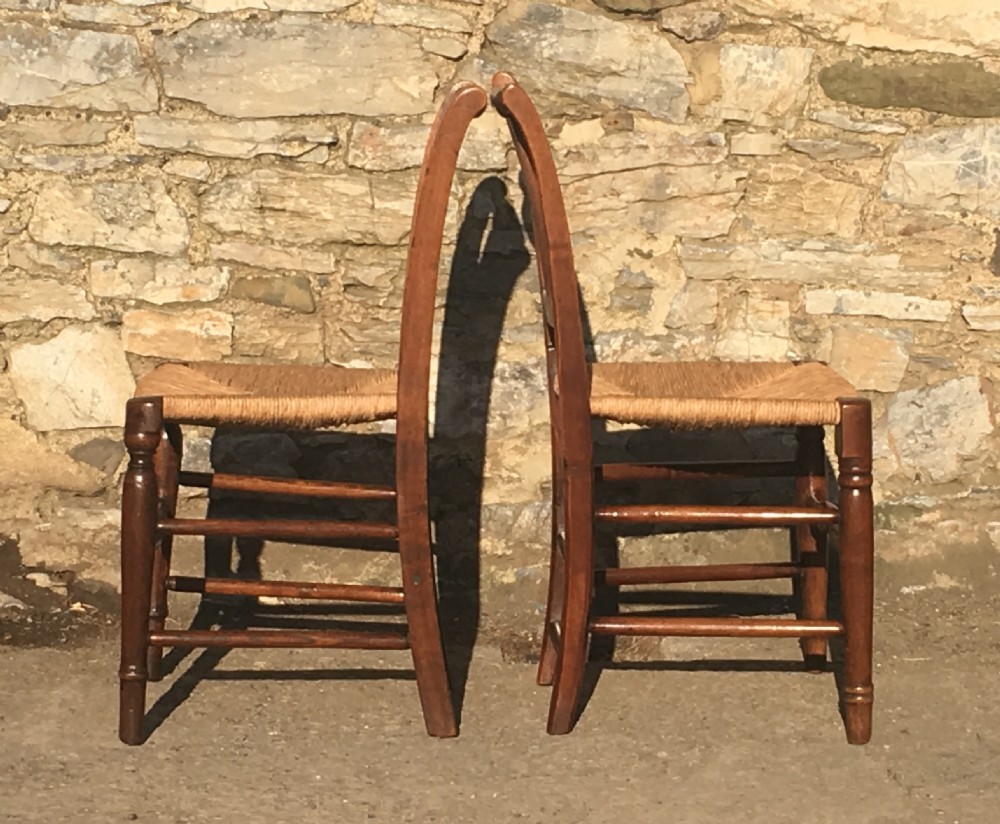 Harlequin Set of 8 Antique Country Dining Chairs with Rush Seats View XII