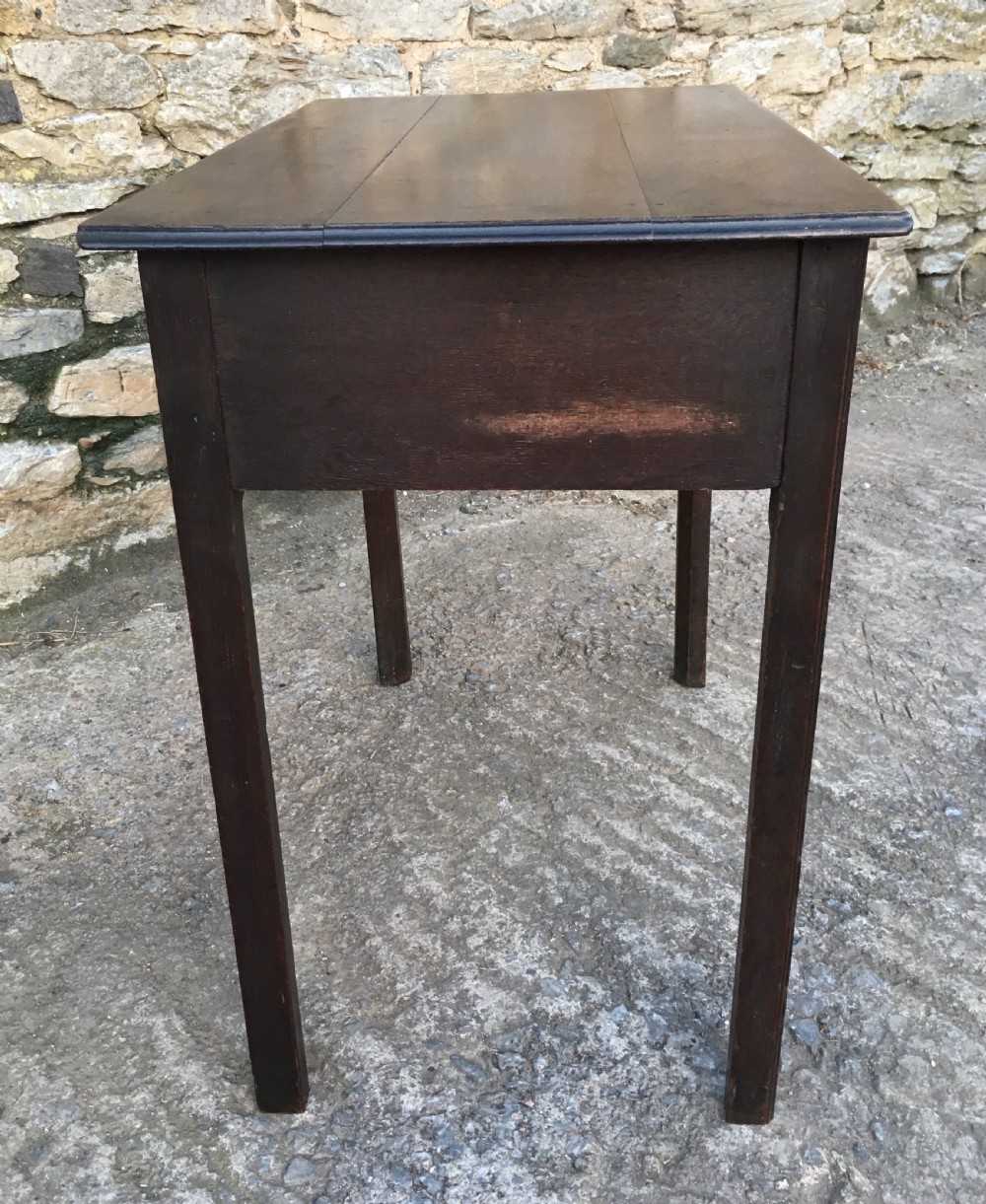 Antique 18th Century Oak Lowboy with Fretwork Frieze View V