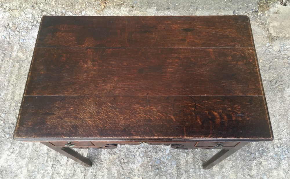 Antique 18th Century Oak Lowboy with Fretwork Frieze View IX