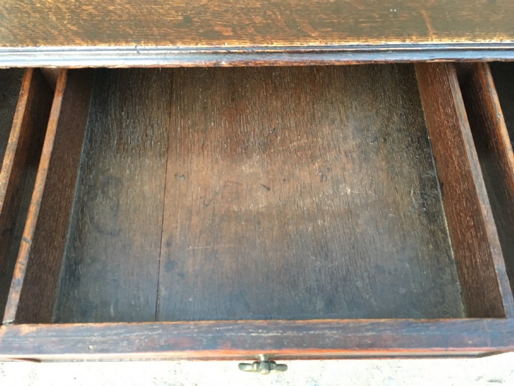 Antique 18th Century Oak Lowboy with Fretwork Frieze View XIII