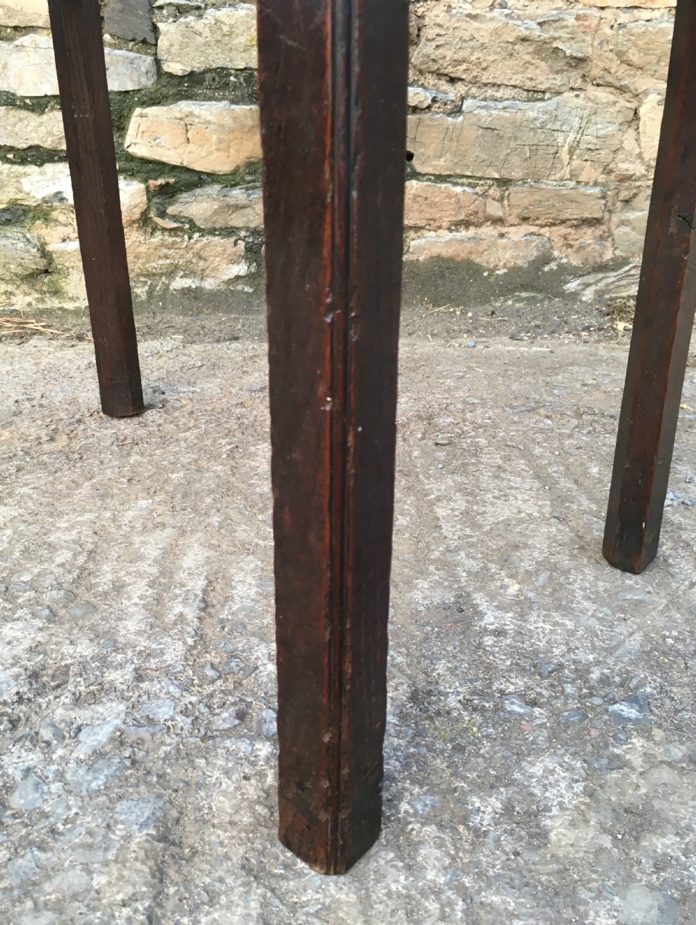 Antique 18th Century Oak Lowboy with Fretwork Frieze View XVIII