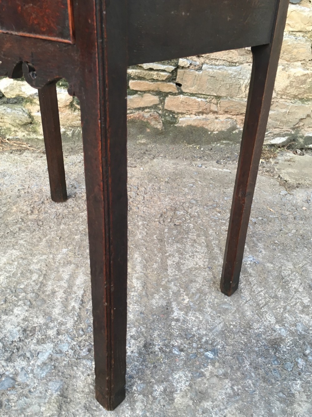 Antique 18th Century Oak Lowboy with Fretwork Frieze View XX