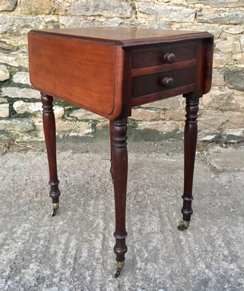 Antique Victorian Two Drawer Drop Flap Work Table View III