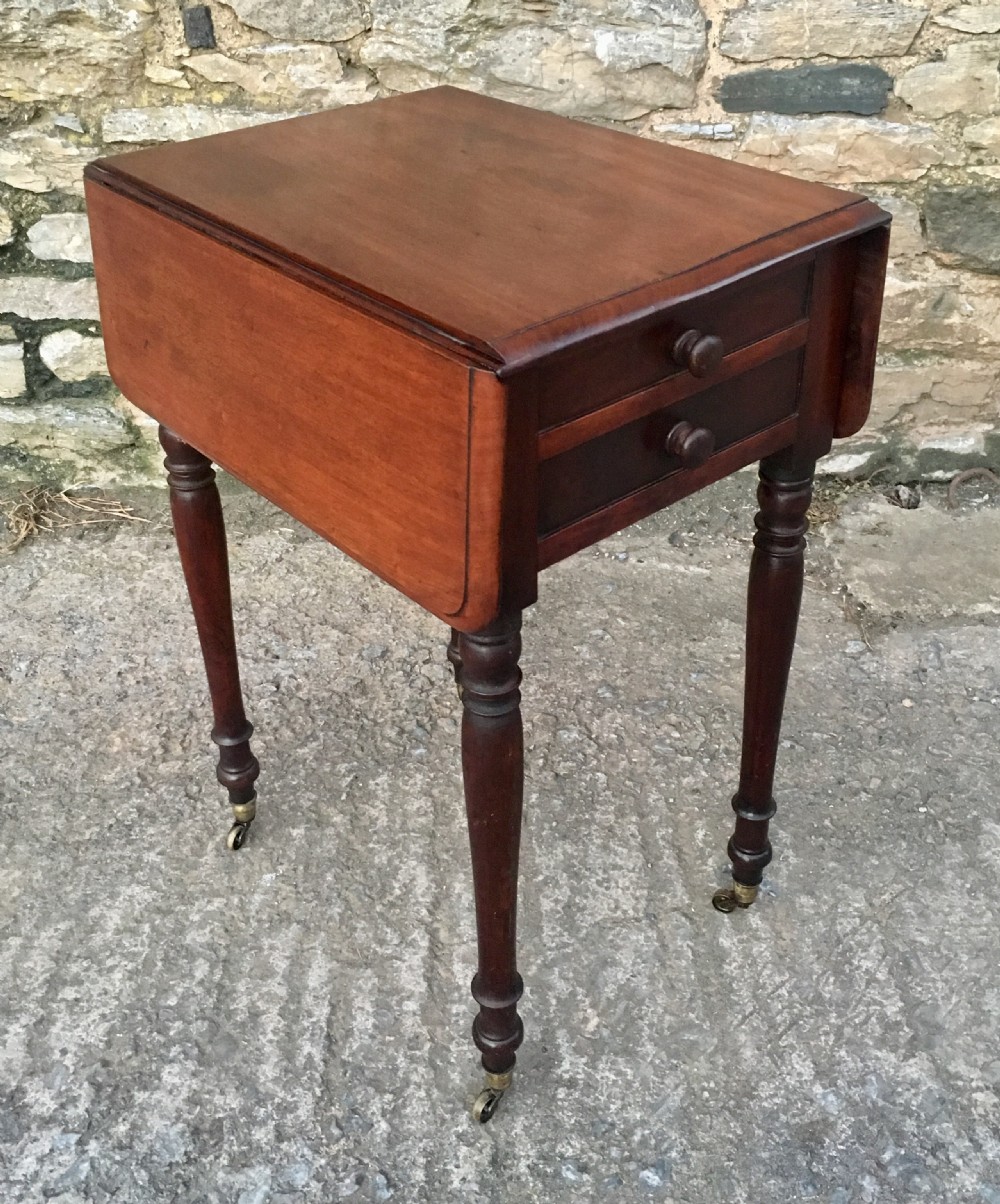 Antique Victorian Two Drawer Drop Flap Work Table View IV