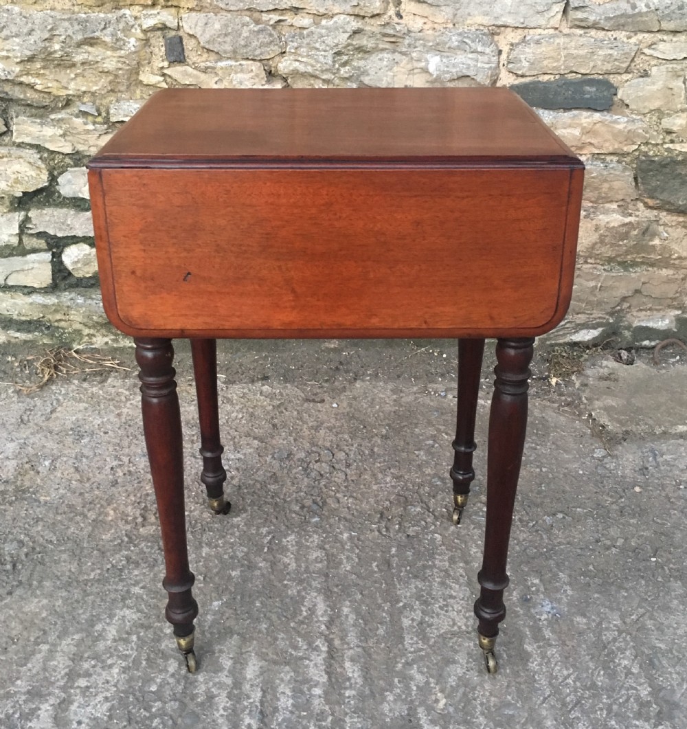 Antique Victorian Two Drawer Drop Flap Work Table View VI