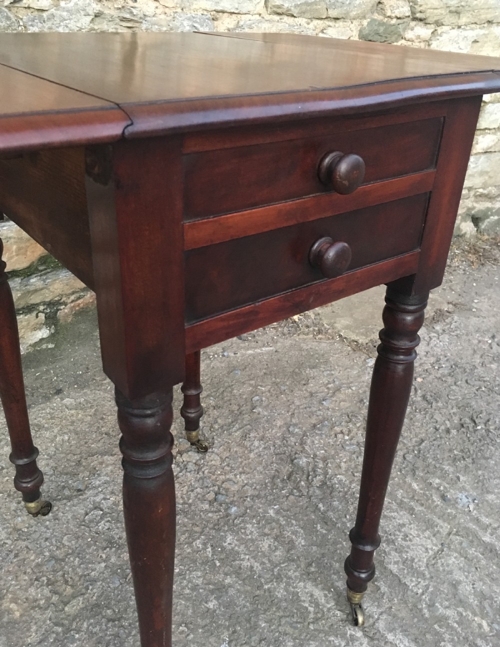 Antique Victorian Two Drawer Drop Flap Work Table View XIV