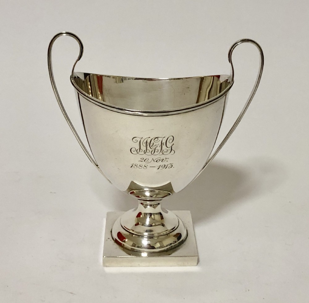 Antique Solid Silver Twin Handled Trophy Cup Chester 1912