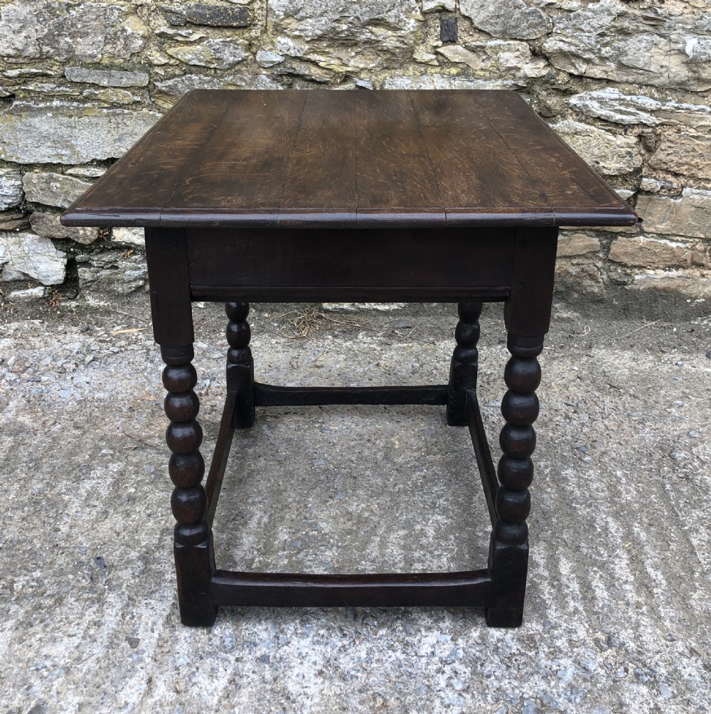 Antique 18th Century Oak Side Table with Bobbin Turned Legs View XI