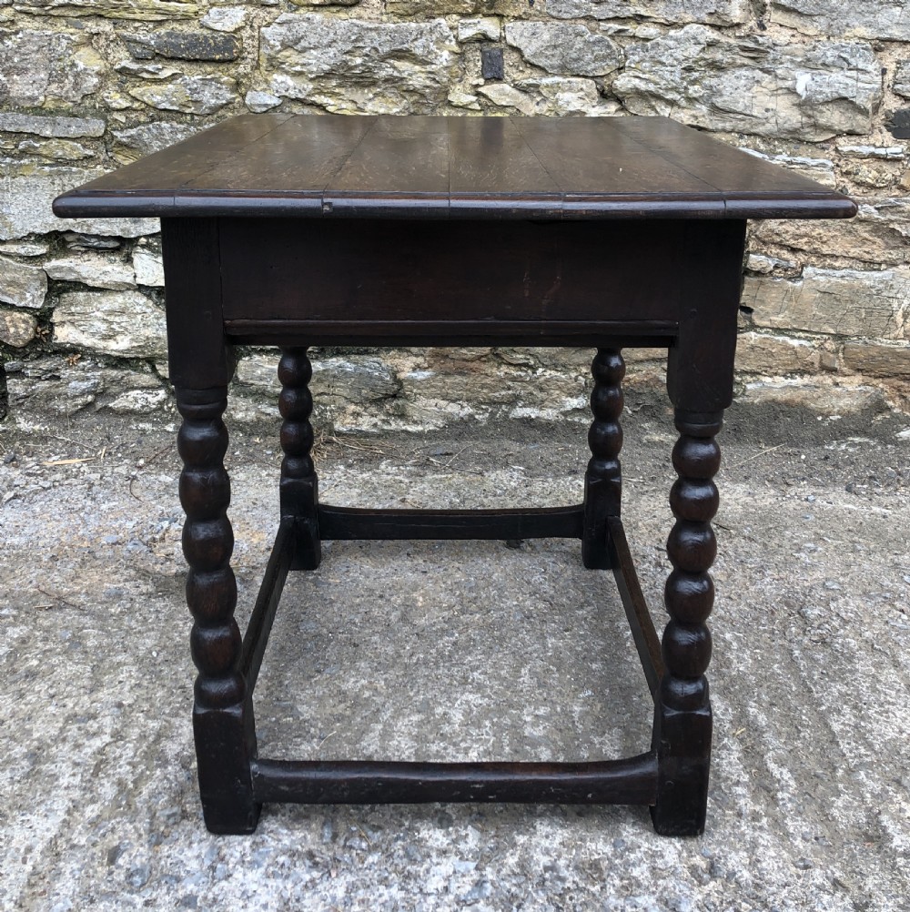 Antique 18th Century Oak Side Table with Bobbin Turned Legs View XIII