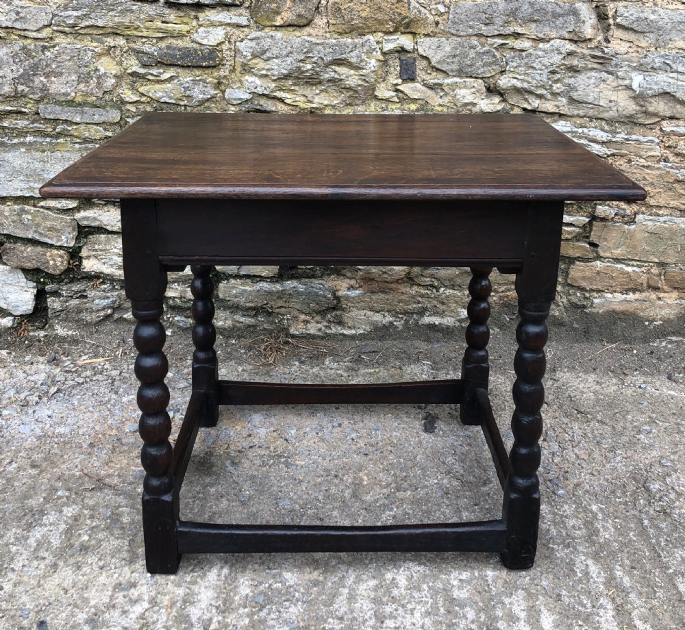 Antique 18th Century Oak Side Table with Bobbin Turned Legs View XVI