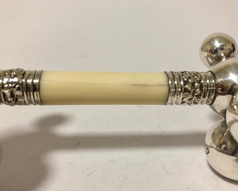 Pair of Antique Silver and Ivory Knife Rests View X