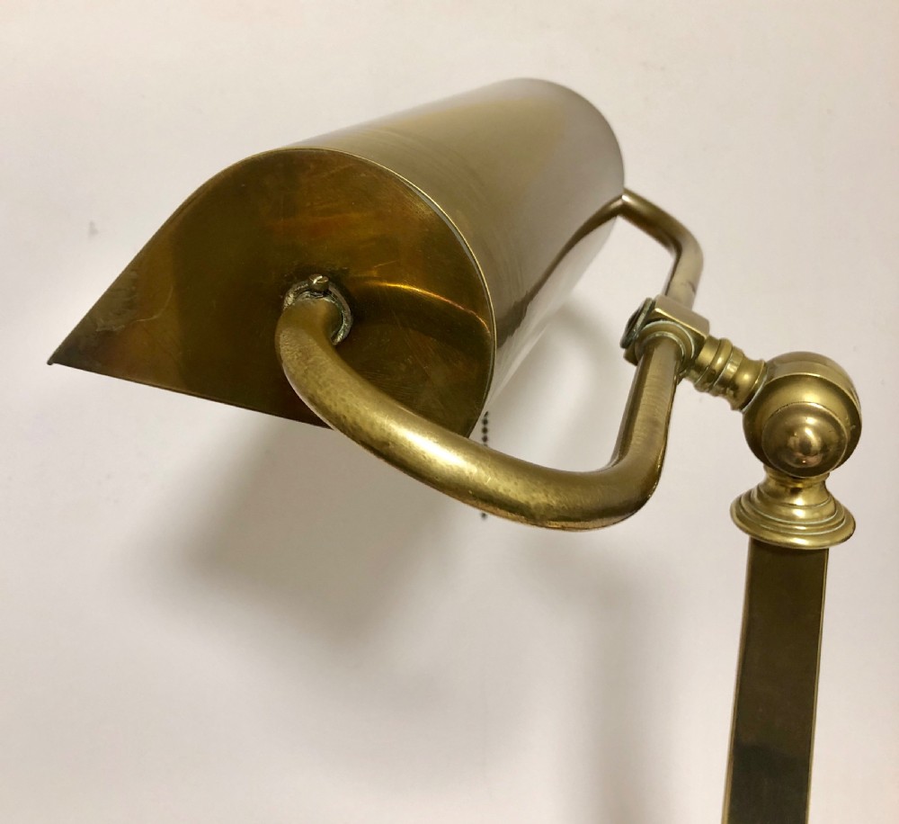 Exceptionally Large Antique Brass Bankers Desk Lamp View VII