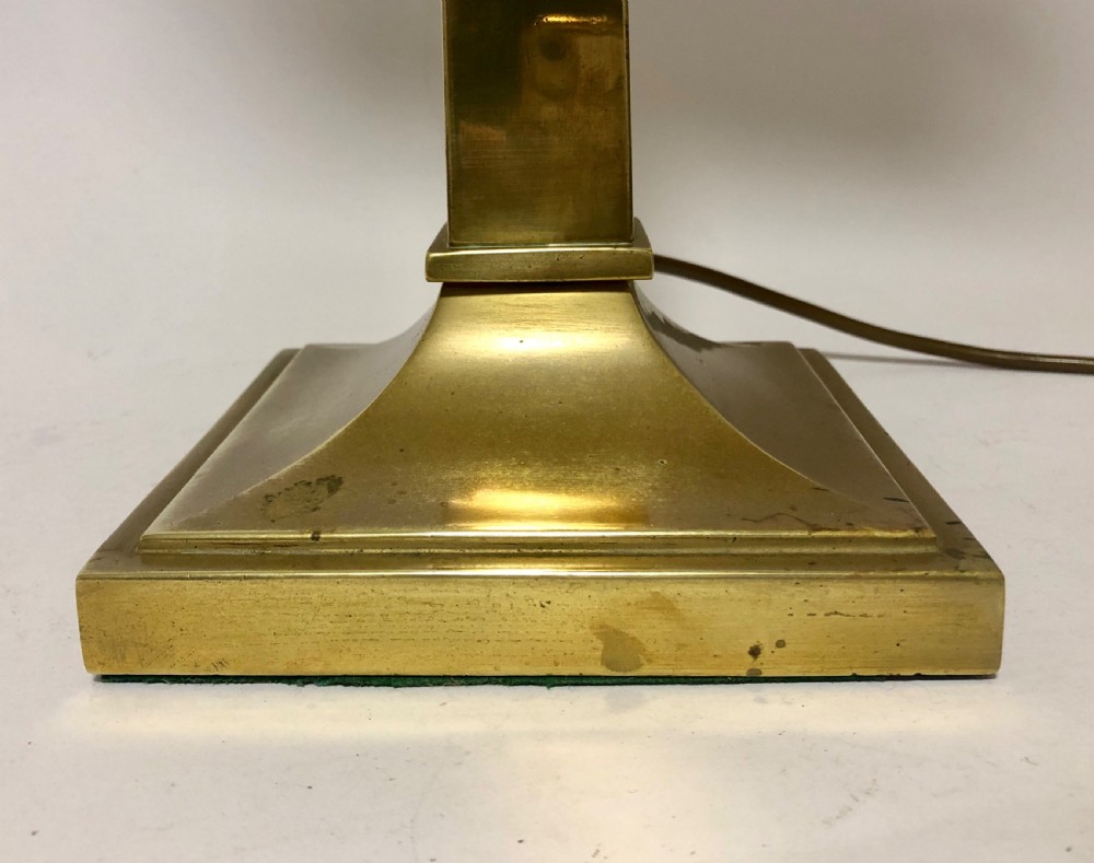 Exceptionally Large Antique Brass Bankers Desk Lamp View X